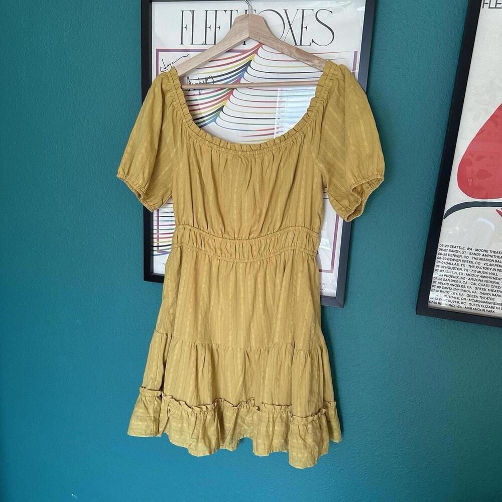 NWT Lost + Wander Honeycomb Yellow Summer Babydoll Dress Size M - Picture 3 of 5